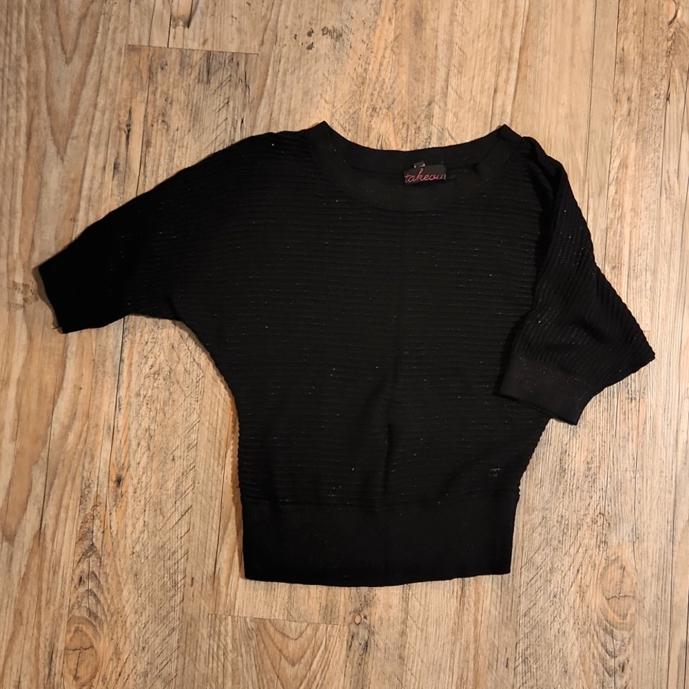 Sparkly black crochet sweater blouse